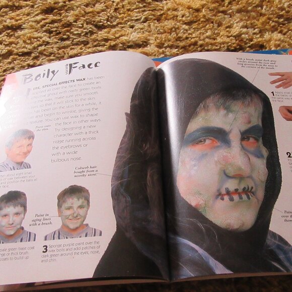 Soft-cover Kingfisher Halloween FX FACES make-up costuming book - Picture 13 of 15
